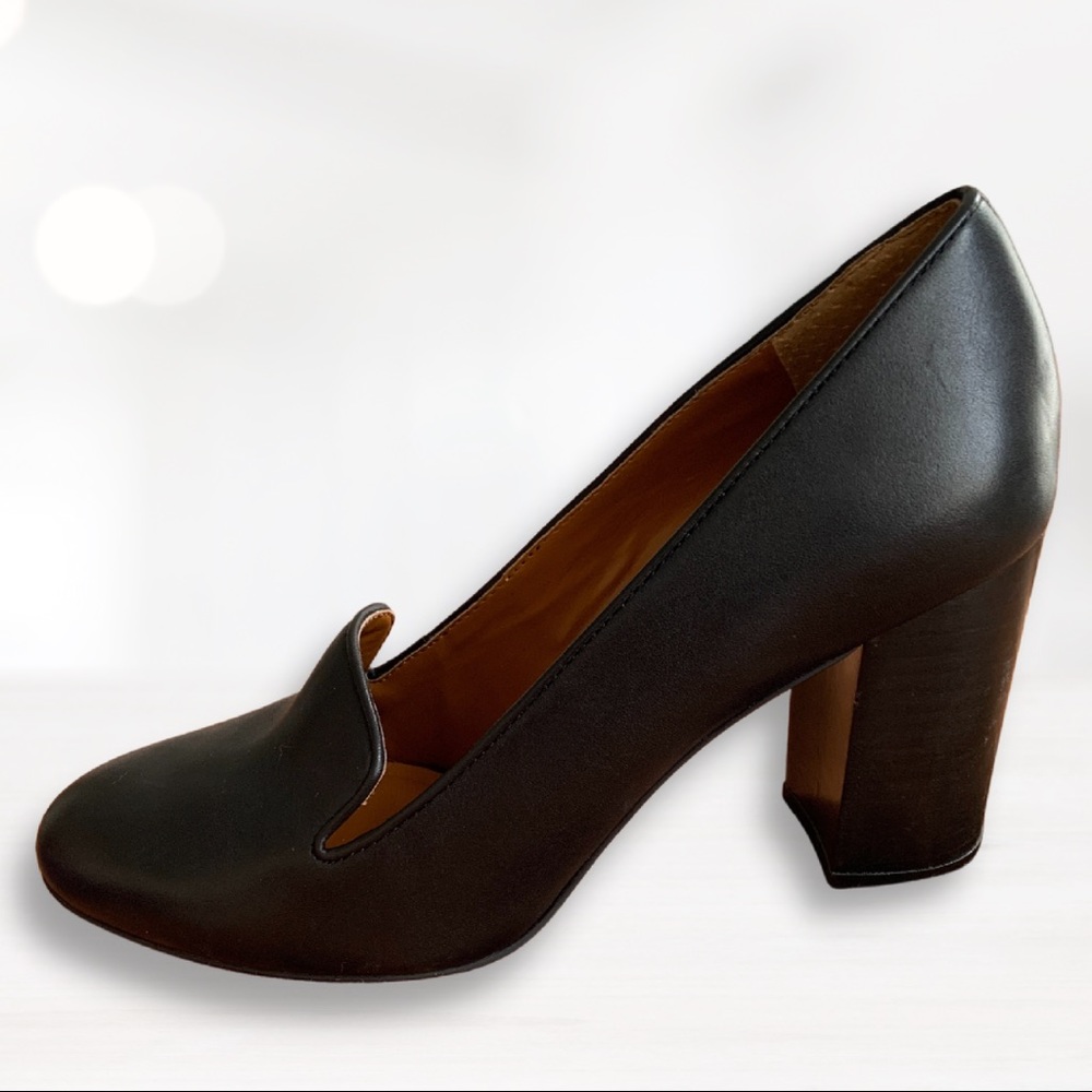 Franco Sarto Black Leather Chunky Heel
